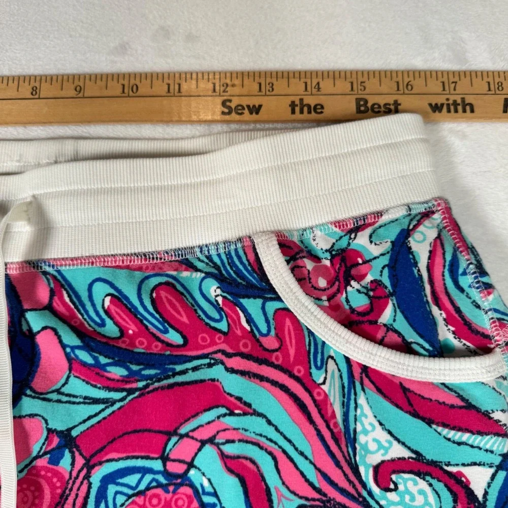 Talbots Women's Skort L Pink Blue Paisley Skort Elastic Waist Drawstring Pockets
